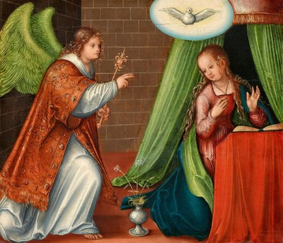 ドイツ語：マリア受胎告知 作： Lucas Cranach the Elder and workshop
