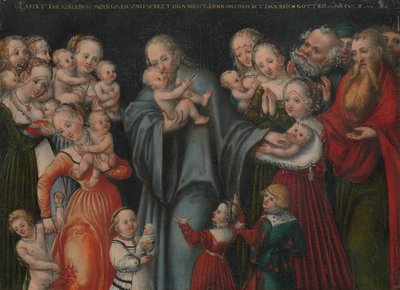子供たちを祝福するキリスト、ca。 1545-50。 作： Lucas Cranach the Younger