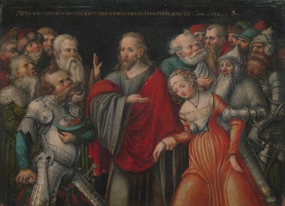 キリストと姦淫、ca。 1545-50。 作： Lucas Cranach the Younger