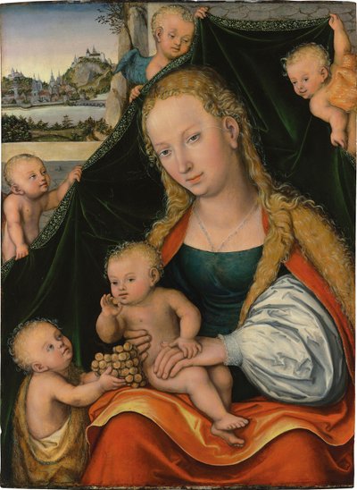 ドイツ語：Madonna und Kind mit dem Johannesknaben und Engeln 聖母子と幼児洗礼者ヨハネと天使たち 作： Lucas Cranach the Younger