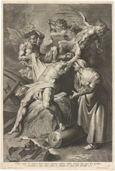 悪霊に苦しめられ、妻に虐待されたヨブ 作： Lucas Emil Vorsterman after Sir Peter Paul Rubens