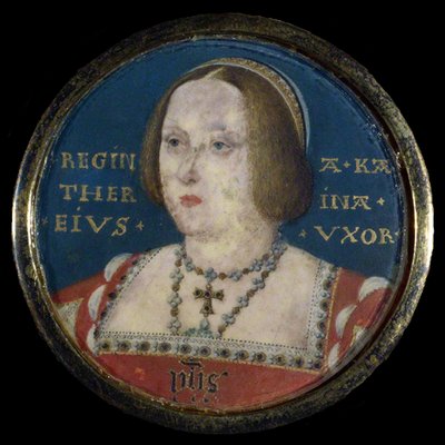 アラゴンの女王キャサリンの肖像1485-1536、c。 1525 作： Lucas Horenbout or Hornebault