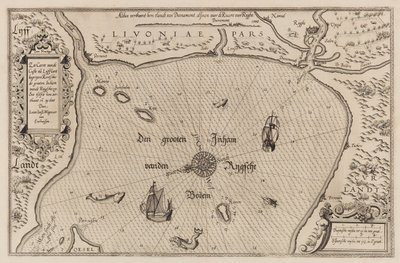 リガ湾の海図、地図作成。 作： Lucas Jansz. Waghenaer