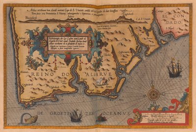 Speculum nauticum super navigatione maris occidentalis confectuu, continens omnes oras maritimas Galliae, Hispaniae, and praecipuarum partium Angliae」と題された特大の地図帳（1591年頃）（図面 作： Lucas Janszoon Waghenaer