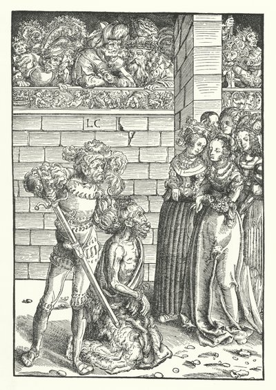 洗礼者ヨハネの斬首」（エングレービング 作： Lucas the Elder (after) Cranach