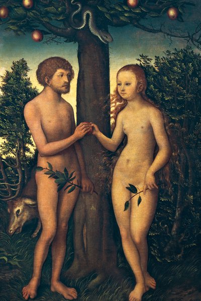 ルーカス・クラナッハ・エルダー（1472-1553）作「アダムとイブ 作： Lucas the Elder Cranach