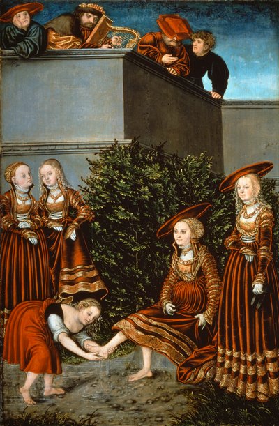 風呂場でのバテシバ、またはバテシバに対するダビデの罪 作： Lucas the Elder Cranach