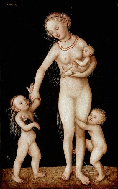 ルーカス・クラナッハ・ザ・エルダー（1472-1553）のチャリティー・ペインティング Sun.56x36 cm ロンドン、ナショナル・ギャラリー 作： Lucas the Elder Cranach