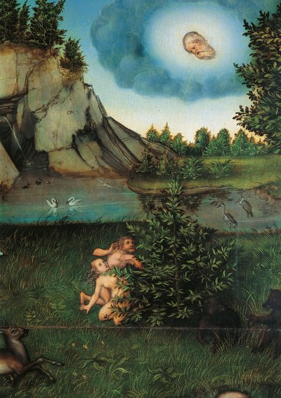 楽園の細部」1530年頃（パネルに油彩 作： Lucas the Elder Cranach