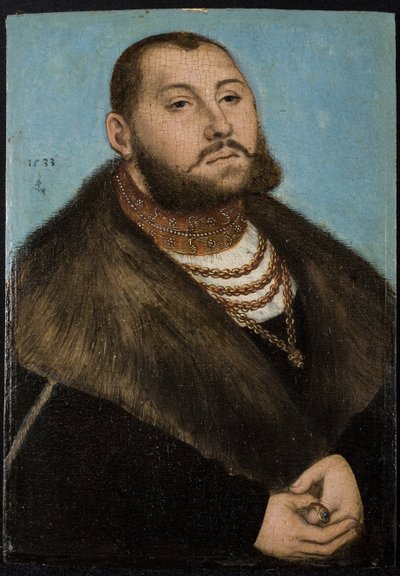 Jean-Frederic (Jean Frederic) Ier de Saxe dit le Magnanime- ザクセン選帝侯ヨハネス フレデリック 1 世 (1503-1554) - クラナッハ、ルーカス、エルダー (1472-1553) - 1533 - 木材に油彩 - 20x14 - プラド美術館 、マドリッド 作： Lucas the Elder Cranach