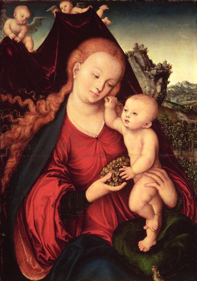 マドンナとチャイルド（パネルに油彩） 作： Lucas the Elder Cranach