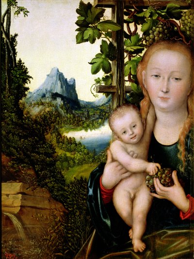 聖母子像 1525年頃（木に油彩 作： Lucas the Elder Cranach