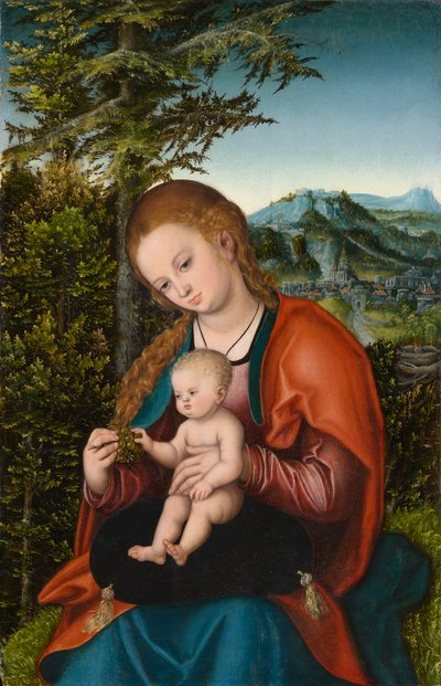 風景の中の聖母子」1518年頃（パネルに油彩 作： Lucas the Elder Cranach