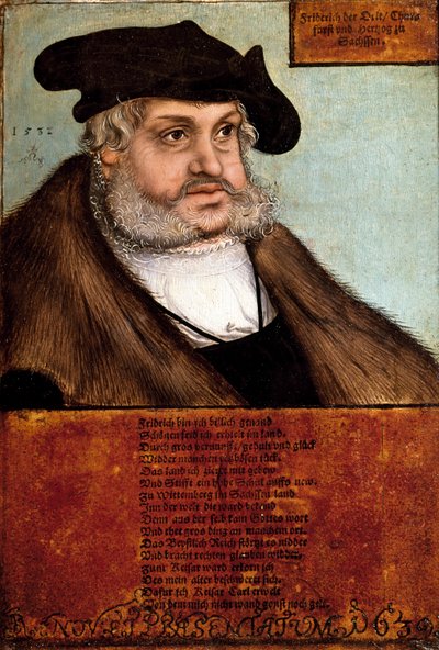 ザクセン大選帝侯フレデリック3世の肖像（絵画 作： Lucas the Elder Cranach