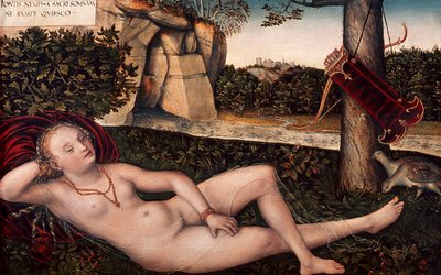 ルーカス・クラナッハ・エルダー（1472-1553）作「リクライニングするディアナ 作： Lucas the Elder Cranach