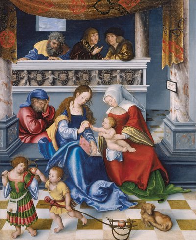 聖なる親族関係（いわゆるトルガウ祭壇画）中央パネル 作： Lucas the Elder Cranach