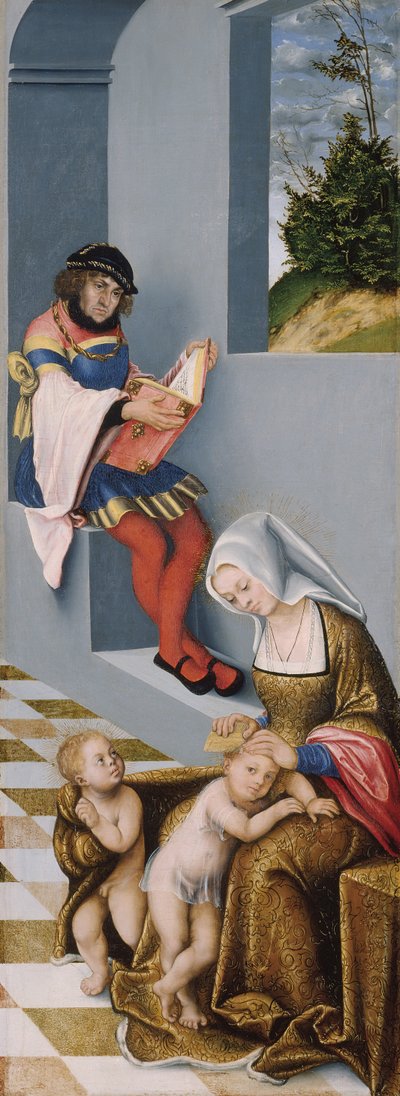 聖なる親族関係（いわゆるトルガウ祭壇画）右のパネル 作： Lucas the Elder Cranach