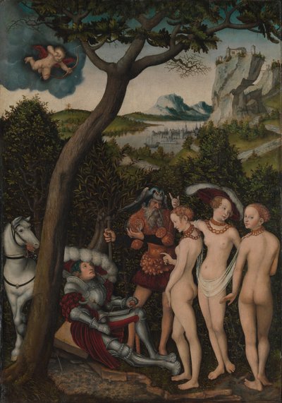 パリスの審判、1528年頃（ブナの油） 作： Lucas the Elder Cranach