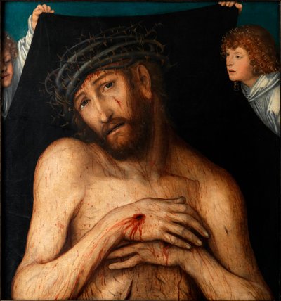 クラナッハ、ルーカス、ザ・エルダー（1472-1553）による「悲しみの男」。木に油彩、1515年頃クラッシック・スティトゥング・ワイマール 作： Lucas the Elder Cranach