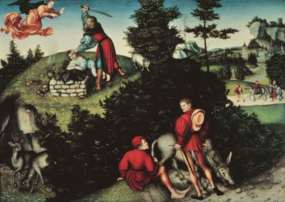 イサクの生け贄（パネルに油彩 作： Lucas the Elder Cranach