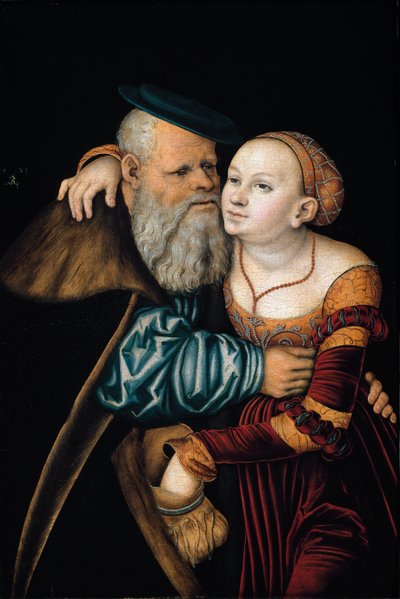 ミスマッチなカップル（油彩・パネル 作： Lucas the Elder Cranach
