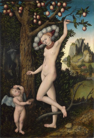 ヴィーナスとキューピッド 1525年頃（木に油彩 作： Lucas the Elder Cranach