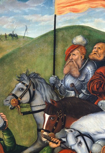 ルーカス・クラナッハ長老（1472-1553）の「カルバリーへの道」、詳細 作： Lucas the Elder Cranach