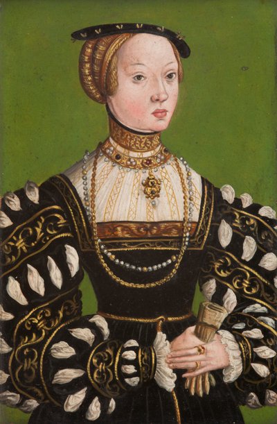 Isabel da Áustria (1526–1545), c.1551 (óleo sobre cobre) 作： Lucas the Younger (school of) Cranach