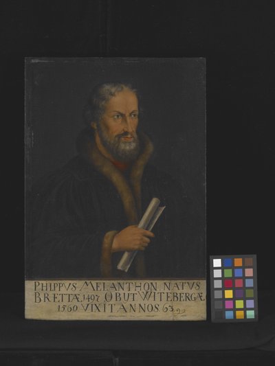 フィリップ・メランヒトンの肖像（木に油彩） 作： Lucas the Younger Cranach