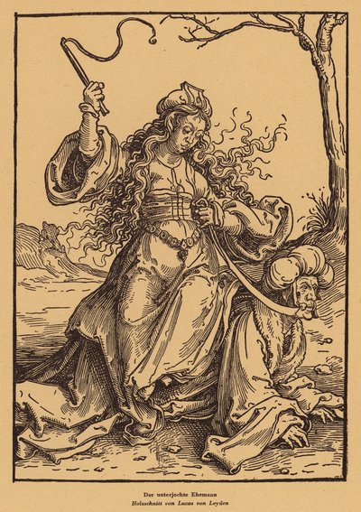 服従する夫（木版画） 作： Lucas van (after) Leyden