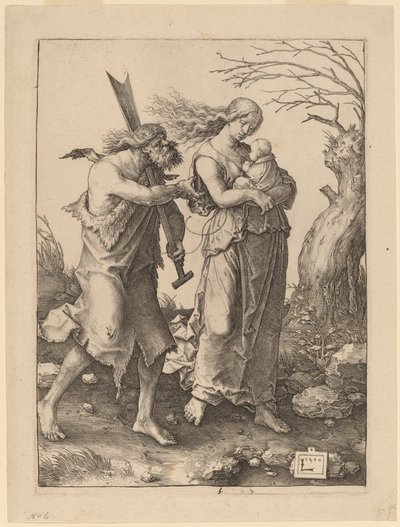 楽園から追放された後のアダムとイブ 作： Lucas van Leyden