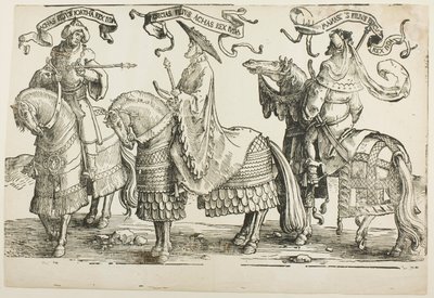 アハズ、ヒゼキヤ、マナセ、プレート 4、「イスラエルの十二王」より 作： Lucas van Leyden