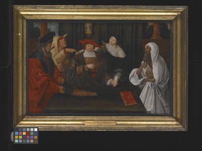 名声と愚行の間を行き交う青春のアレゴリー（木に油彩） 作： Lucas van Leyden