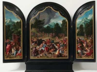 黄金の子牛の礼拝。 1530年頃 作： Lucas van Leyden