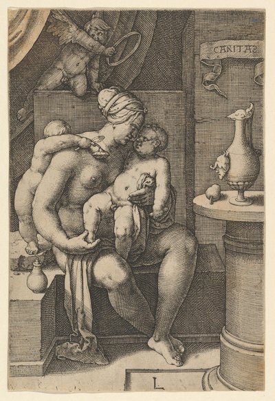 慈善、シリーズ「七つの美徳」、1530年。 作： Lucas van Leyden