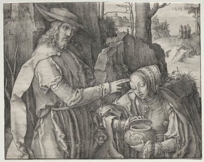 聖マグダラのマリアに現れる庭師としてのキリスト 作： Lucas van Leyden