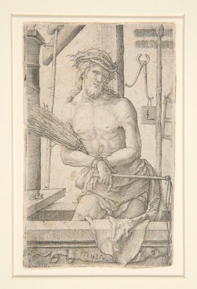 受難の道具を携えた悲しみの人としてのキリスト 作： Lucas van Leyden