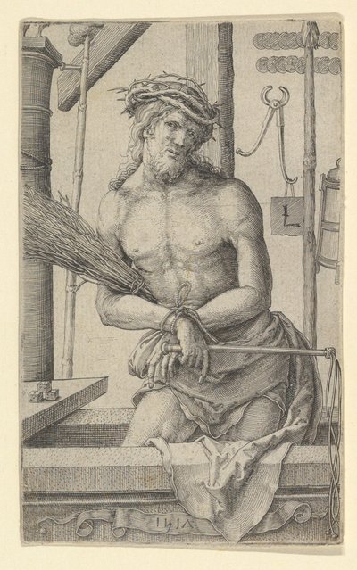 情熱の道具を備えた悲しみの男としてのキリスト、1517年。 作： Lucas van Leyden