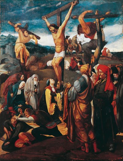 ルーカス・ファン・ライデン（1494年頃～1533年頃）の「磔刑」。 作： Lucas van Leyden