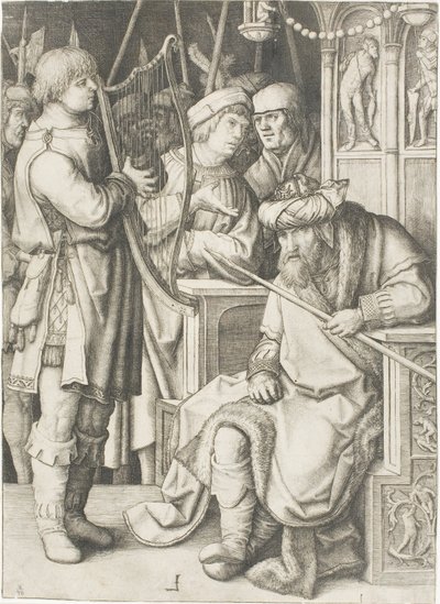 サウルの前でハープを弾くダビデ 作： Lucas van Leyden