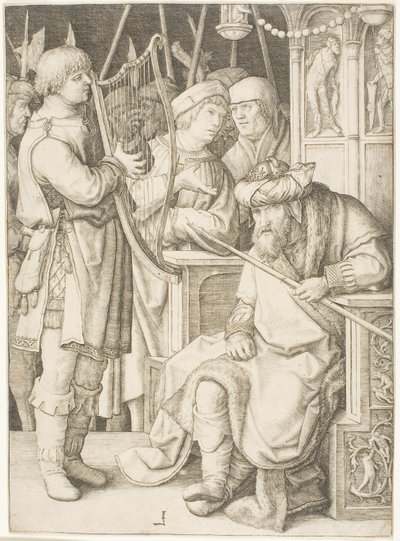 サウルの前でハープを弾くダビデ 作： Lucas van Leyden