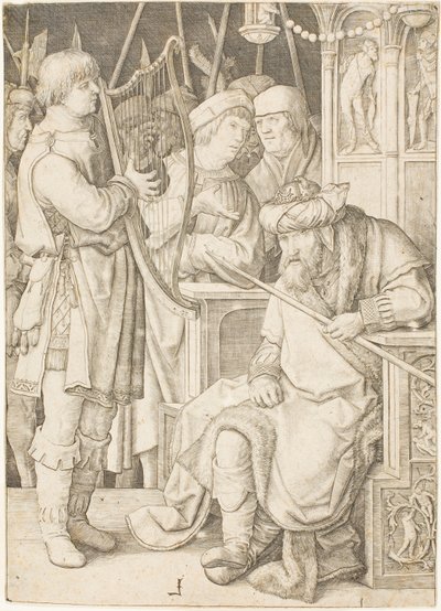 サウルの前でハープを弾くダビデ 作： Lucas van Leyden