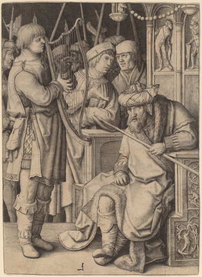 サウルの前でハープを弾くダビデ 作： Lucas van Leyden