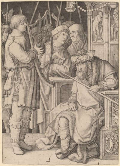サウルの前でハープを弾くダビデ 作： Lucas van Leyden