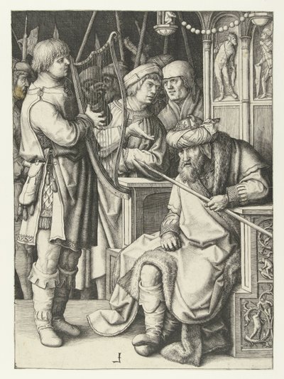 ダビデはサウロのために竪琴を弾く 作： Lucas van Leyden