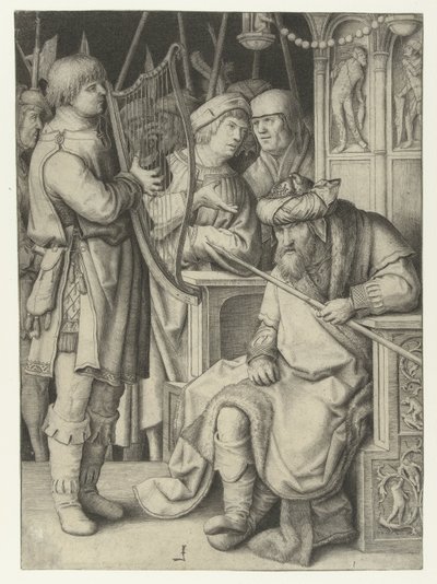 ダビデはサウロのために竪琴を弾く 作： Lucas van Leyden