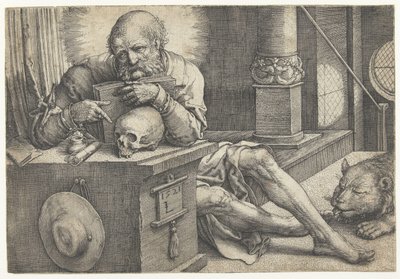 書斎の聖ヒエロニムス 作： Lucas van Leyden