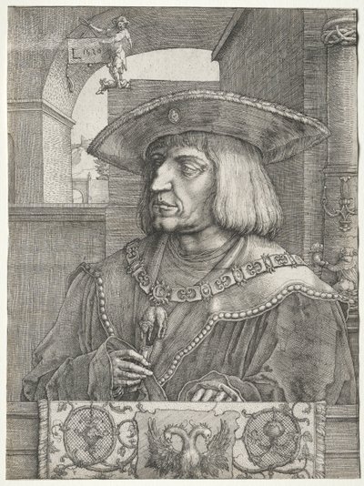 皇帝マクシミリアン1世、1520年。 作： Lucas van Leyden