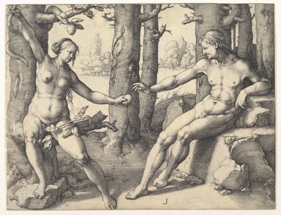 男の堕落、1530年。 作： Lucas van Leyden