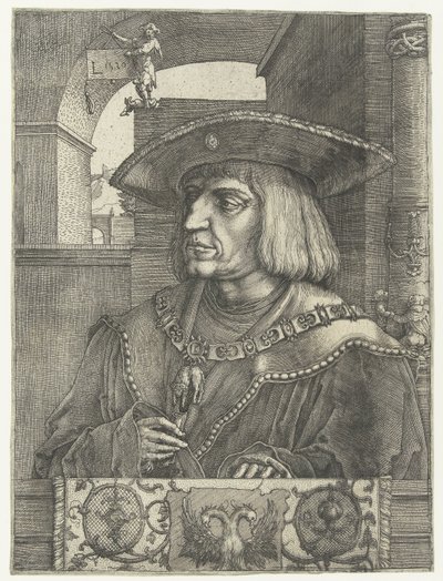 皇帝マクシミリアン1世の肖像 作： Lucas van Leyden